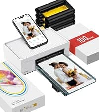 Liene M100 4x6'' Photo Printer, Phone Printer 100 Sheets & 3 Cartridges, Full-Color Photo, Portable Instant Photo Printer for iPhone Android, Thermal Dye Sublimation, Wi-Fi Picture Printer 100 Papers B09XHYNHB2