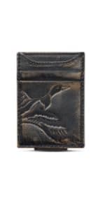 House of Jack Co. Bass Fish Bifold Wallet for Men and Outdoorsmen with Two ID Windows, Full Grain Cowhide Leather Wallet, Black