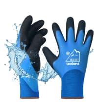 100% Waterproof Gloves for Men and Women, Winter Work Gloves for Cold Weather, Touchsreen, Thermal Insulated Freezer Gloves, With Grip, Blue, Large