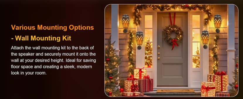 Vanten 2 Packs Outdoor Bluetooth Speakers, Bluetooth 5.0 Led Flame Speaker, IPX5 Waterproof Flame Torch Atmosphere Speaker, Flame Lamp, Gifts for Men Women, Decorations for Party Garden Patio