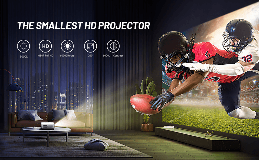 Mini Projector for iPhone, ELEPHAS 2024 Upgraded 1080P HD Projector, 8000L Portable Projector with Tripod, Movie Projector Compatible with Android/iOS/Windows/TV Stick/HDMI/USB