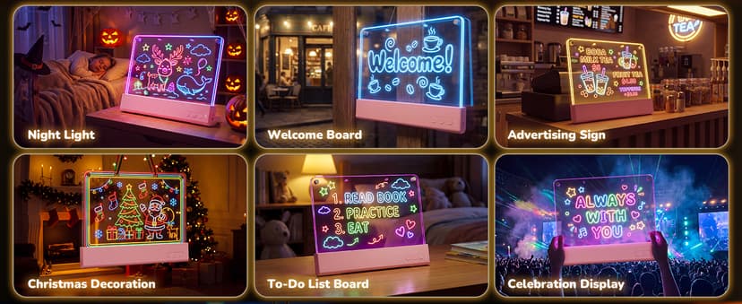 Rechargeable Light up drawing board with 15 Light Effects,Scratch Resistant Easy Clean Panel,Birthday Gift for Kids Age 3-12 16" Led Drawing Board for Kids with Dual Panels - 【2026 New】 B0HJBWNWVW