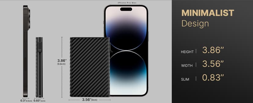 typecase Mens Wallet Card Holder: Pop Up Aluminum Case, Genuine Leather, Smart, RFID Blocking, Slim, Minimalist, Front Pocket - 9-14 Card Capacity | ID Window | Cash Slot (Carbon Fiber)