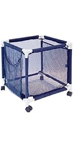 Essentially Yours Pool Storage Equipment Organizer Holder - Noodles, Toys, Balls and Floats Mesh Rolling Double Decker Bin, Large with Noodle Holder, (35.3" W x 23" L x 59.4" H), Brown Style 561935