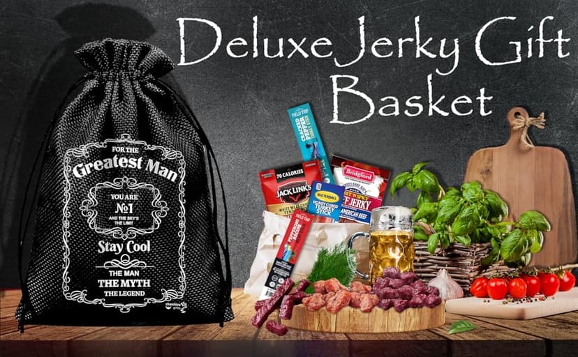 Beef Jerky Gift Baskets For Men - Meat And Cheese Gift Baskets, Birthday Gifts For Men Who Have Everything With Beef Jerky Variety Pack - Gifts For Dad & Care Package