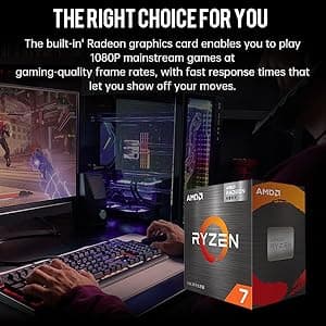 ALCPOK PC Gaming Desktop AMD Ryzen 7 5700G RAM 16G 3200MHz DDR4 1TB M.2 Prebuilt Computer Tower 550W Bronze Power Supply ARGB Air Colling Computer for Office Game