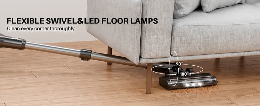 Cordless Vacuum Cleaner for Home, 8-in-1 Lightweight Stick Vacuum with 45Mins Runtime, Powerful Suction, Anti-Tangle, Rechargeable Cordless Vacuum for Hardwood Floor Carpet Pet Hair, N502