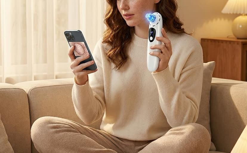 2026 Pore Vacuum with Camerafor, USB Rechargeable Blackhead Remover Vacuum,3 Levels Adjustable Pore Vacuum Blackhead Remover, 6 Suction Heads,Face Vacuum Pore Cleanser for Women & Men-White