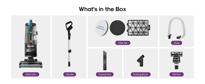 Eureka FlexReach Plus Bagless Upright Vacuum Cleaner for Home,Pet Vacuum for Carpet and Hard Floor, Lift-Up Vacuum with Flooring Type Sensor, HEPA Filter,Anti-Tangle, NEU652, Green