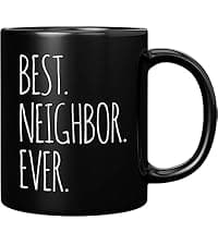 Panvola Best Neighbor Ever Farewell Gifts for Neighbors Moving Away Housewarming Goodbye Welcome Appreciation New Neighborhood Novelty Drinkware Ceramic Mug (11 oz, White)