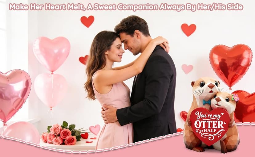 Anniversary Birthday Gifts for Women Men I Love You Wedding Romantic Gift for Wife Husband Couples,Hand-Painted Sculpture Gifts for Women Her Girlfriend Wife Husband BF Men Him Otter Figurines B0GDCT2WCC