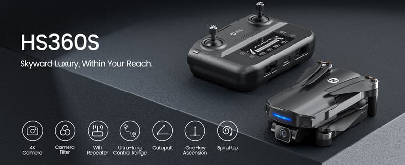 Holy Stone GPS Drone with 4K UHD Camera for Adults Beginner; HS360S 249g Foldable FPV RC Quadcopter with 10000 Feet Control Range, Brushless Motor, Follow Me, Smart Return Home, 5G Transmission