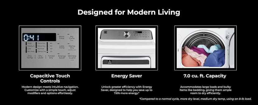 Kenmore 7.0 cu. ft. Front Load Electric Dryer - with Guard to Reduce Wrinkles & Static - Smart Sensor Drying - LED - White
