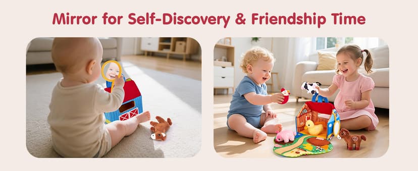 6PCS Farm Toys Montessori Toys for 6 Month Old Baby Gifts Toddlers Christmas Stocking Stuffers 1 Year Old Boy Girl Gifts hahaland Baby Toys 6-12 Months, Surprise Barn Farm Animals with Sounds Word B0F2HRNW75