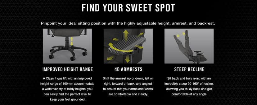 Corsair T3 Rush Fabric Gaming Chair (2023) – Racing-Inspired Design – Soft Fabric Exterior – Padded Neck Cushion – Memory Foam Lumbar Support – Adjustable Seat Height – Charcoal
