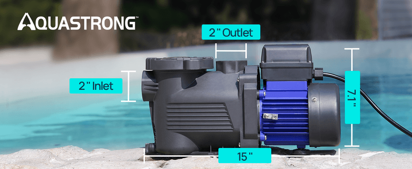 AQUASTRONG Above Ground Pool Pump 115v High Flow 1.25"&1.5''adapter Powerful Self Primming Swimming Pool Pumps with Filter Basket,4332GPH 3/4 HP with Timer