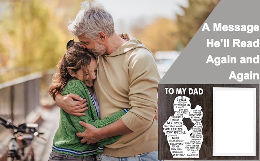 Cool Dad Gifts Ideas from Daughter, To Thank You Dad Birthday Gift Wooden Picture Frame for Dad's Christmas Thanksgiving Retirement Fathers Day Tabletop Wall Decor, Meaningful Appreciation Present