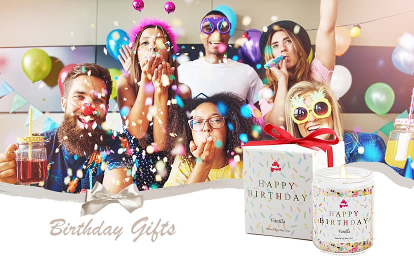 Lihome Happy Birthday Candle - Birthday Gifts for Women, Men, Mom, Dad, Sister, Teacher, Friends - Best Gifts for Her Ideas, Natural Soy Wax Vanilla Scented Candles