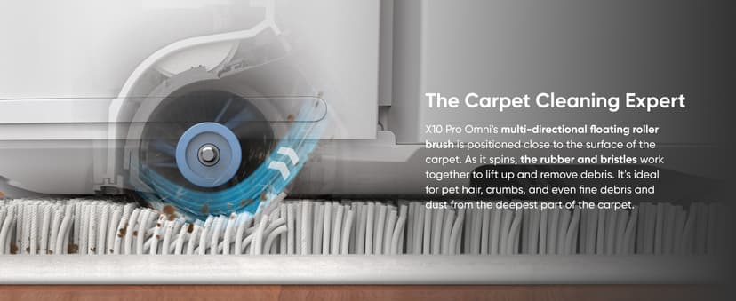 eufy X10 Pro Omni Robot Vacuum and Mop Combo, Incredible Suction, Dual Mops with 12 mm Auto-Lift and Carpet Detection, AI Obstacle Avoidance, Auto Mop Washing&Drying, Self-Emptying, White