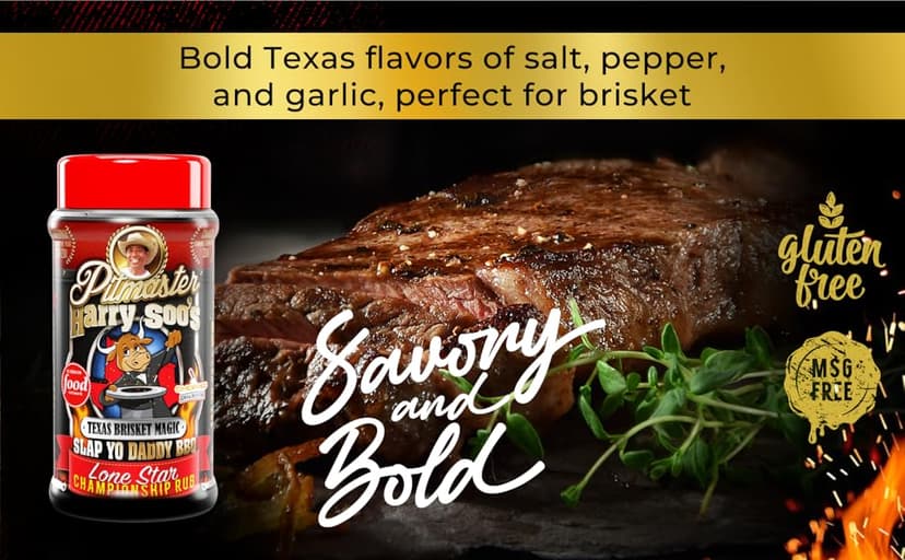 Slap Yo Daddy BBQ Rub Seasoning, Texas Brisket Magic Lone Star - Texas Brisket Rub for Smoking & Grilling From Pitmaster Harry Soo - Championship BBQ Beef Seasoning – No MSG, Gluten-Free – 10.5 oz