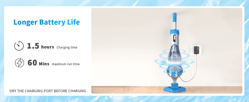 Cordless Handheld Pool Vacuum with Telescopic Pole, Rechargeable Hot Tub SPA Vacuum, 18GPM Powerful Suction, 60Min Runtime, Pools up to 88", Portable Pool Cleaner for Above Ground/Inground Pools