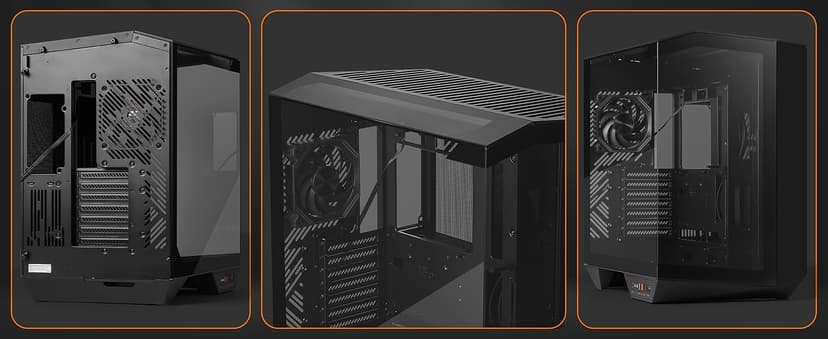 darkFlash Full-Tower ATX Gaming PC Case, Vertical GPU Mounting, Back Plug-in Motherboard, Dual-Chamber, Panoramic Glass, Up to 2 x 360mm Radiators, RTX 40 Compatible(DY470) (1 PWM ARGB Fans, Black)