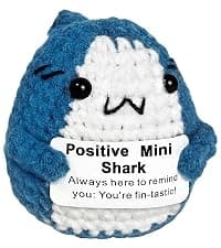 Cute Encouragement Gift for Coworker or Friend Women Men with Support Message Positive Animals Crochet Shark Gift – Mini Emotional Shark Plush B0D2J3GPLD