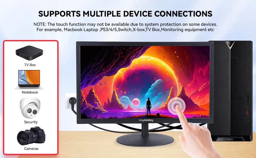 Touchscreen Monitor 21.5" FHD 1080P Multi-Touch Screen HDMI VGA Type-B Dual Speakers,75Hz,VESA,Brightness 300cd/m²,Tilt Adjust,PC Office Laptop Business Computer Desktop Touch Display