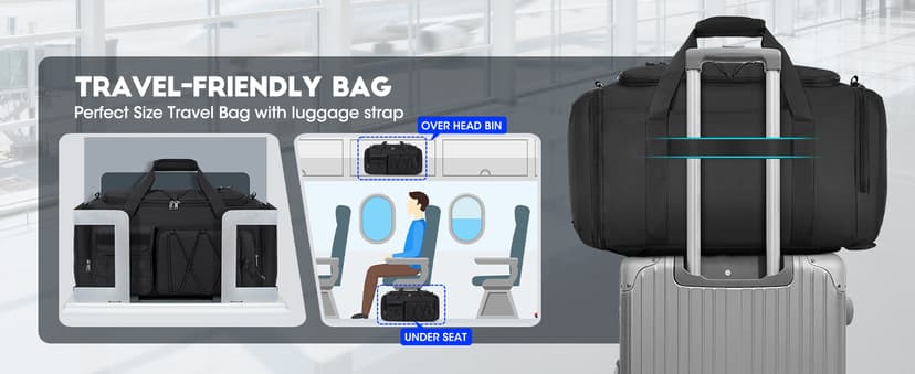 SDYSM Gym Bag for Men 45L Sports Duffel Bags 3-in-1 Travel Duffel Bag with Shoe Compartment, Gym Workout Backpack Carry On Weekender Bag Overnight Bag for Travel, Black