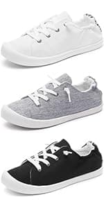 BENPAO Mens White Casual Shoes All Black Fashion Sneakers for Men Low Top Lace Up Canvas Shoes