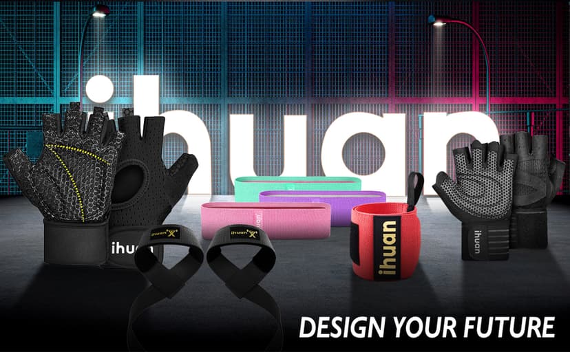 ihuan Ventilated Weight Lifting Gym Workout Gloves with Wrist Wrap Support for Men & Women, Full Palm Protection, for Weightlifting, Training, Fitness, Hanging, Pull ups