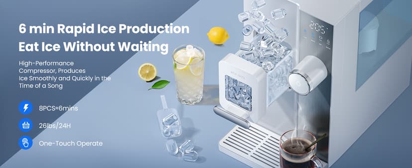 3-in-1 Countertop Water Bar with Ice Maker, Hot & Cold Water Dispenser, 7-Stage Filter, 7 Temp Settings, 5 Volume Options, No Installation, Portable Water Station for Kitchen, Office, RV