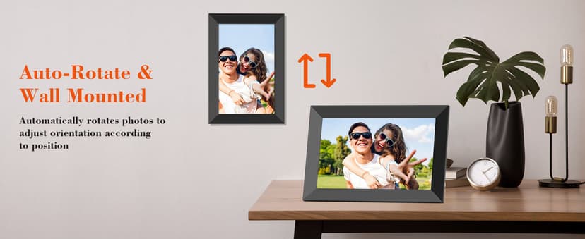 BIGASUO 10.1 Inch WiFi Digital Picture Frame, IPS HD Touch Screen Cloud Smart Photo Frames with Built-in 32GB Memory, Wall Mountable, Auto-Rotate, Share Photos Instantly from Anywhere