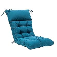 QILLOWAY Outdoor Rocking Chair Cushion 43.4x21 Inch, 100% Polyester Waterproof Patio Rocking Chair Cushion, High Back Weatherproof Chair Pad for Adirondack & Outdoor Furniture, Peacock Blue