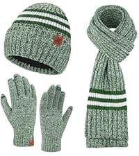 Winter Beanie Hat Scarf Touchscreen Gloves Set for Men and Women, Beanie Gloves Neck Warmer Set with Warm Knit Fleece Lined