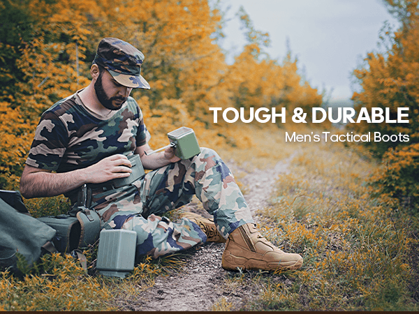 NORTIV 8 Mens Military Tactical Work Boots Hiking Side Zip Leather Outdoor Motorcycle Combat Boots Response