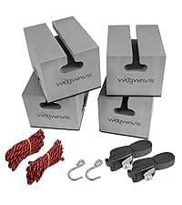 WOOWAVE Folding Kayak Soft Roof Rack Pads Universal Kayak Carrier Car Rack with 4 Tie Down Straps, 2 Tie Down Rope, 4 Carabiner, 2 Quick Loop Strap and Storage Bag for Canoe/Surfboard/Paddleboard/SUP