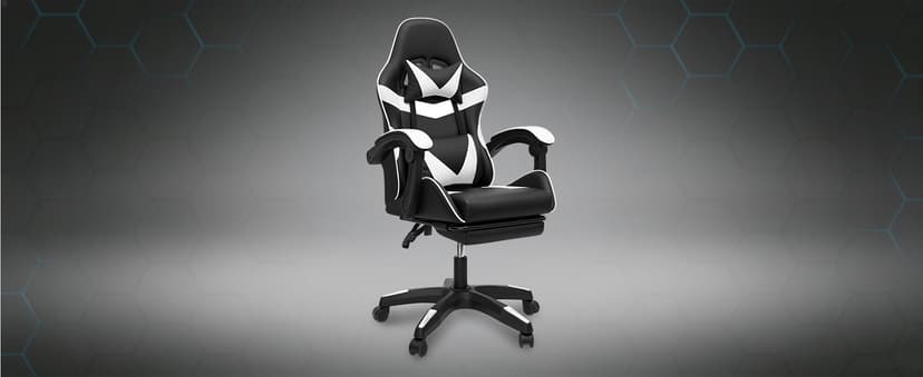 J.M.-Deco Gaming Chair Office Chair-Big and Tall Office Ergonomic Chair with Foot Rest - Comfy Desk Chair with Lumbar Support,Black