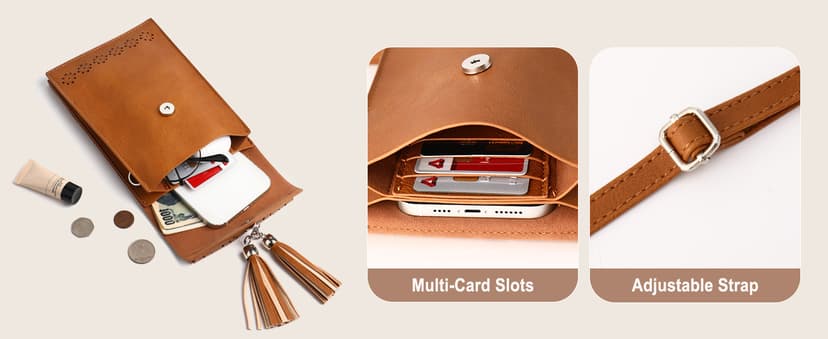 Vintage Tassel Purse: soft leather, fits a large phone, cards & keys —gifts for teen girls, birthday & Christmas seOSTO Small Crossbody Bags for Women, Tassel Purse, Gifts for Teen Girls B073QMXQLW