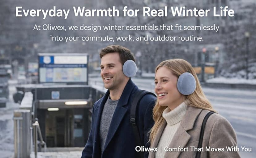 oliwex Ear Muffs for Winter, Behind-the-Head Ear Warmers, Lightweight Windproof for Men Women Running Commuting Outdoor