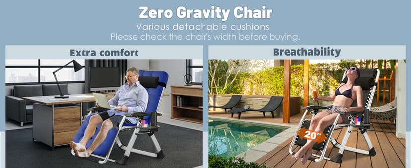 Slsy Zero Gravity Chair, Reclining Lounge Chair with Removable Cushion & Tray for Indoor and Outdoor, Patio Recliner Folding Reclining Chair