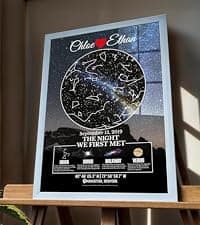 Custom Star Map for Anniversary - Premium Glossy Acrylic - The Night We Met Personalized Constellation Chart - High-Shine Plexiglass Night Sky - Romantic Gift for Her, Wife, Him or Husband - Framed Wall Art B0DH8LR3Z4