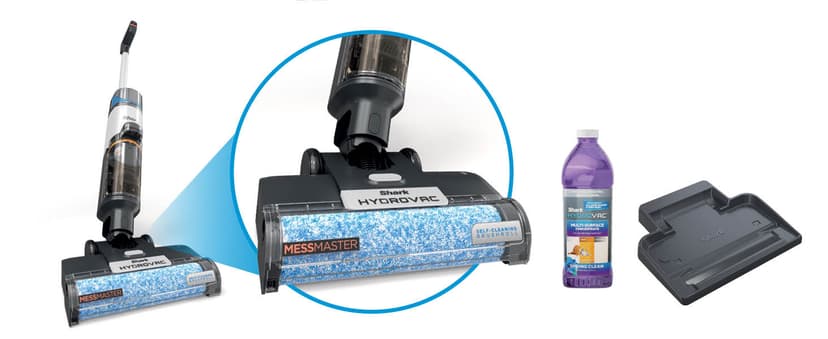 Shark | Wet Dry Vacuum Cleaner | Vacuum and Mop Combo | HydroVac MessMaster | 3-in-1 Self-Cleaning + Powerful Suction | 2 Brushrolls & 2 Solutions Included | Hardwood Floor & Area Rug Cleaner | AW261
