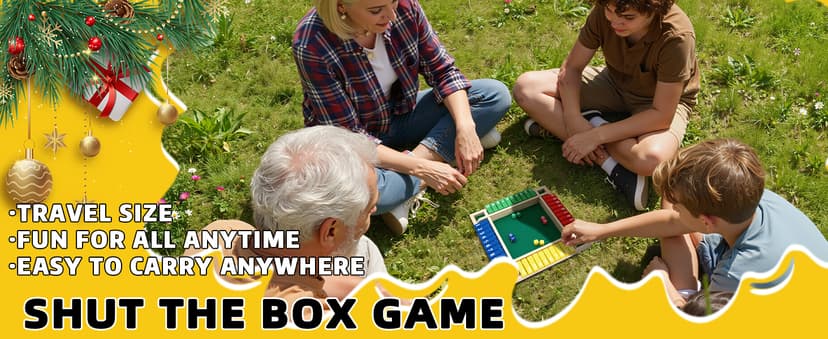 Nicecho Shut The Box Dice Game,2-4 Player Family Wooden Board Table Math Games for Adults and Kids, 8 Dices Classics Games for Classroom,Home,Party or Pub