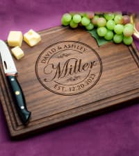 Personalized Cutting Board - Custom Engraved Wood Charcuterie Board - Best Wedding Gift Idea for Couples (Bride & Groom), Newlyweds - Handcrafted in USA from Premium Hardwood 002