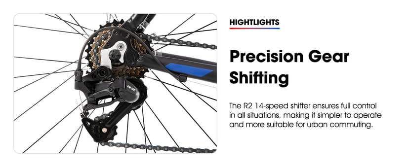 HILAND 700C Road Bike, 14 Speeds Sport Bike, Light Weight Aluminum Frame, Racing Bike for Men Women Adult Bicycle