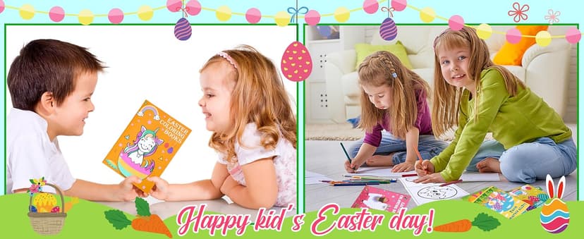90shine 54PCS Easter Coloring Books for Kids-Egg Basket Stuffer Gifts Party Favors Class Activity Supplies Decorations B08Q36YXL9