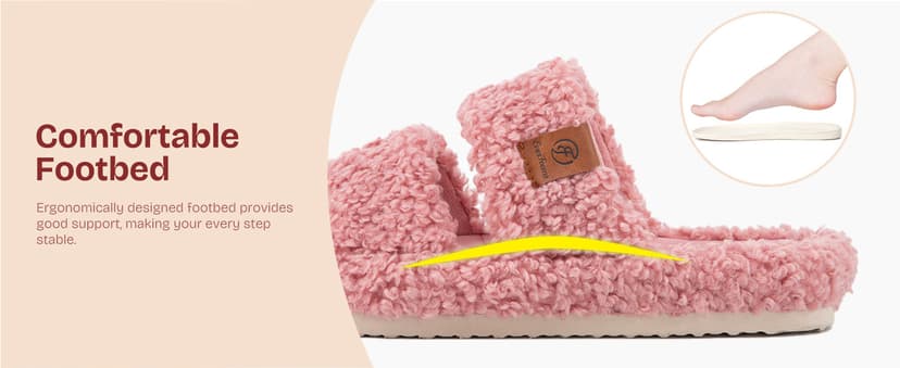 Machine-washable, Gifts, Memory Foam, Anti-slip Sole, Lightweight, Indoor and Outdoor, Cozy EverFoams Womens Fuzzy Open-toe Slippers Memory Foam Indoor House Shoes B0CLGNYKFR