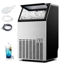Under Counter Nugget Ice Maker, 70 lbs/Day Nugget Ice Machine, Built-in or Freestanding Ice Maker with 2-Drawer Ice Baskets, Auto-Cleaning & 24H Timer for Home and Bar Use
