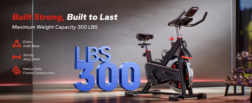 Merach Exercise Bike for Home Gym, Low Noise Stationary Bike with Brake Pad, Indoor Workout Bike with Self-Developed App, Tablet Mount and Fitness Courses for Weight Loss, 300 Lb Weight Capacity